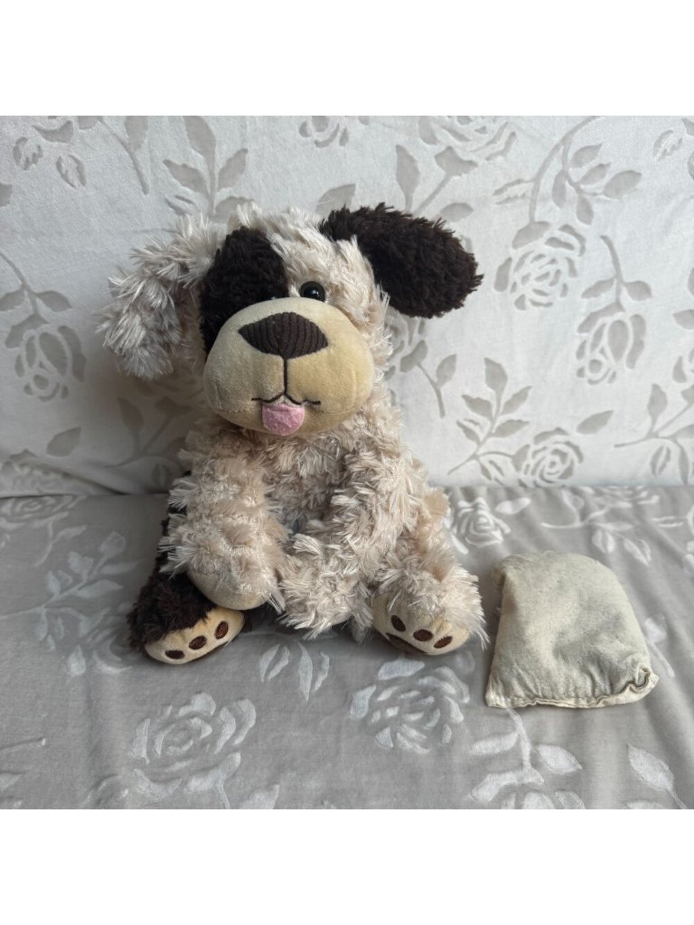 Aroma Home Dog Plush Snuggable Hotties Brown Tan Puppy Stuffed Animal Textured